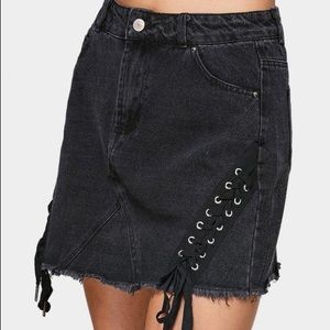 Topshop MOTO Lace Up High Waisted Denim Skirt